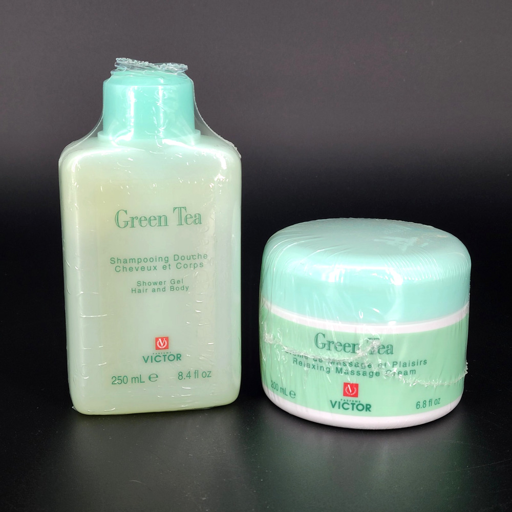 Victor Green Tea Shampoo Bath Hair & Body Shower Gel & Relaxing Massage Cream